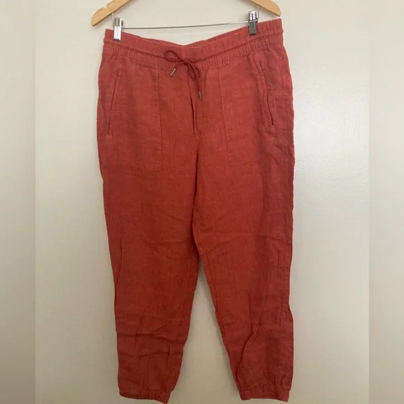 Athleta Retreat Linen Jogger Persimmon Orange size 12 - Picture 3 of 8